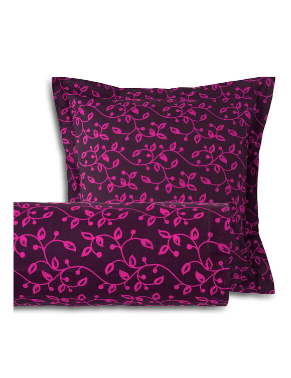 Bedlinnen Héritage in katoen met krulmotieven (fuchsia / pruim) Bedlinnen Héritage in katoen met krulmotieven (fuchsia / pruim)